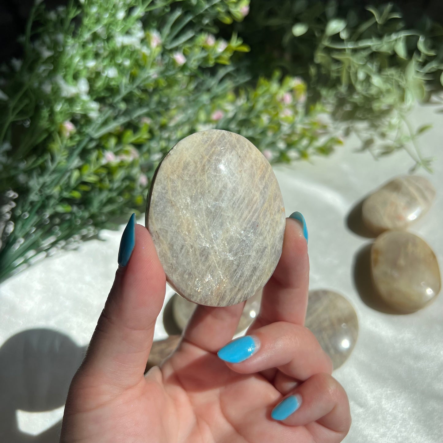 Blue Moonstone Palm Stone