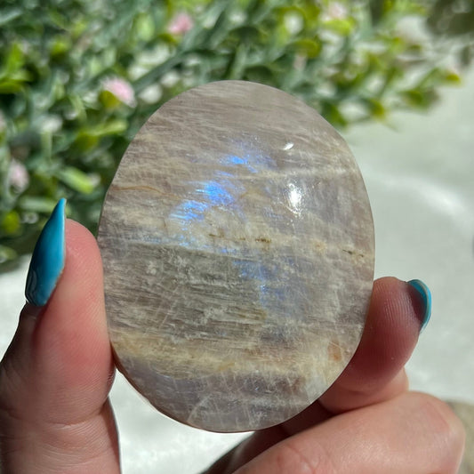 Blue Moonstone Palm Stone