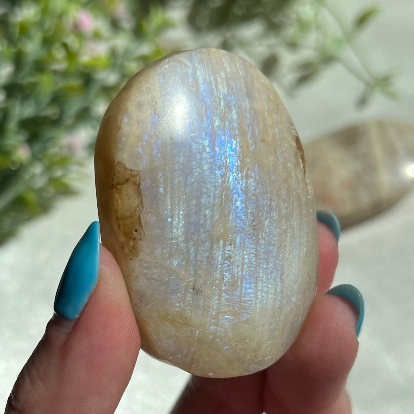 Blue Moonstone Palm Stone