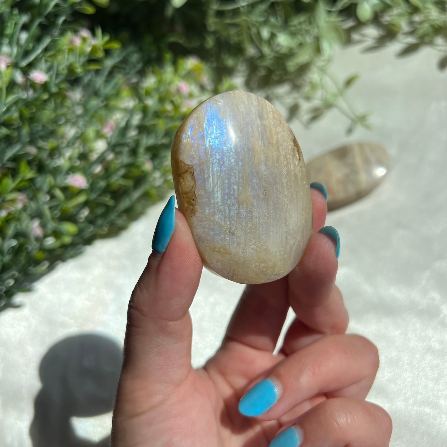 Blue Moonstone Palm Stone