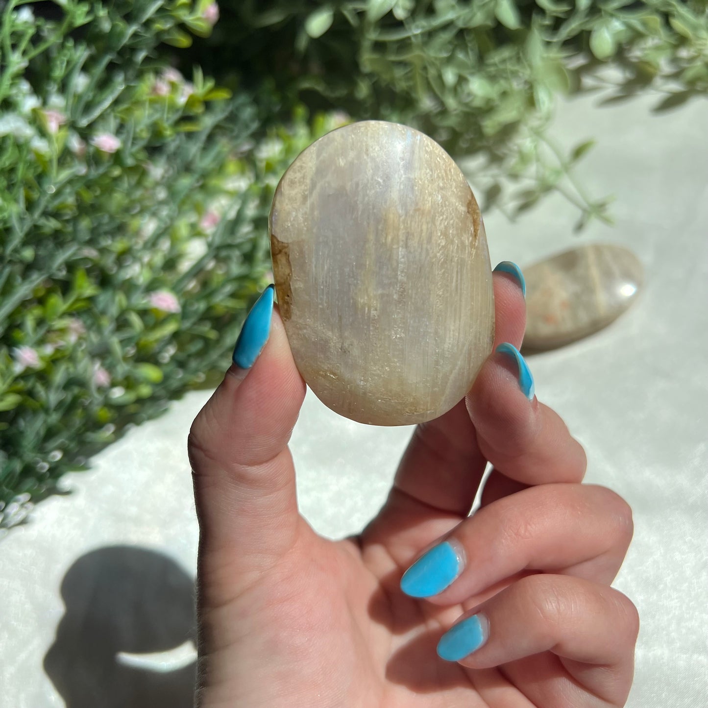 Blue Moonstone Palm Stone