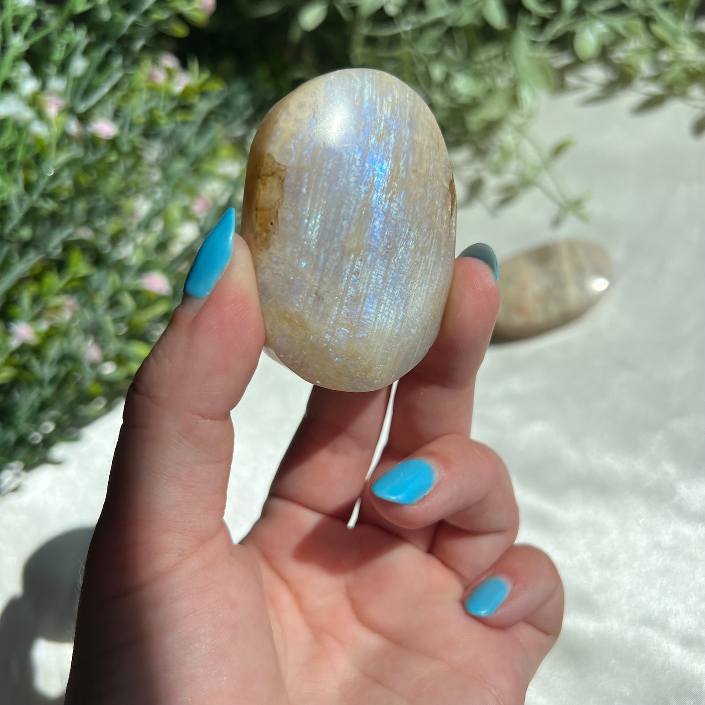 Blue Moonstone Palm Stone