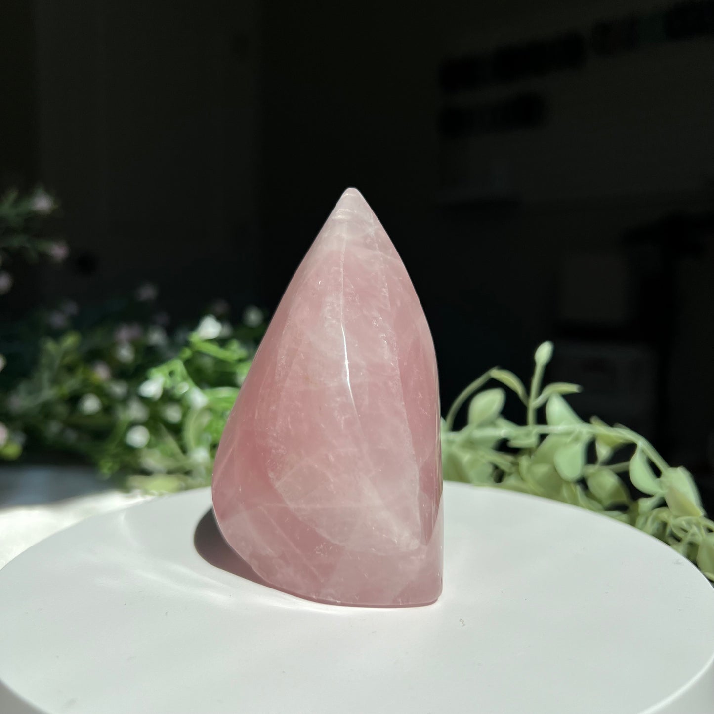 Rose Quartz Flame Carving