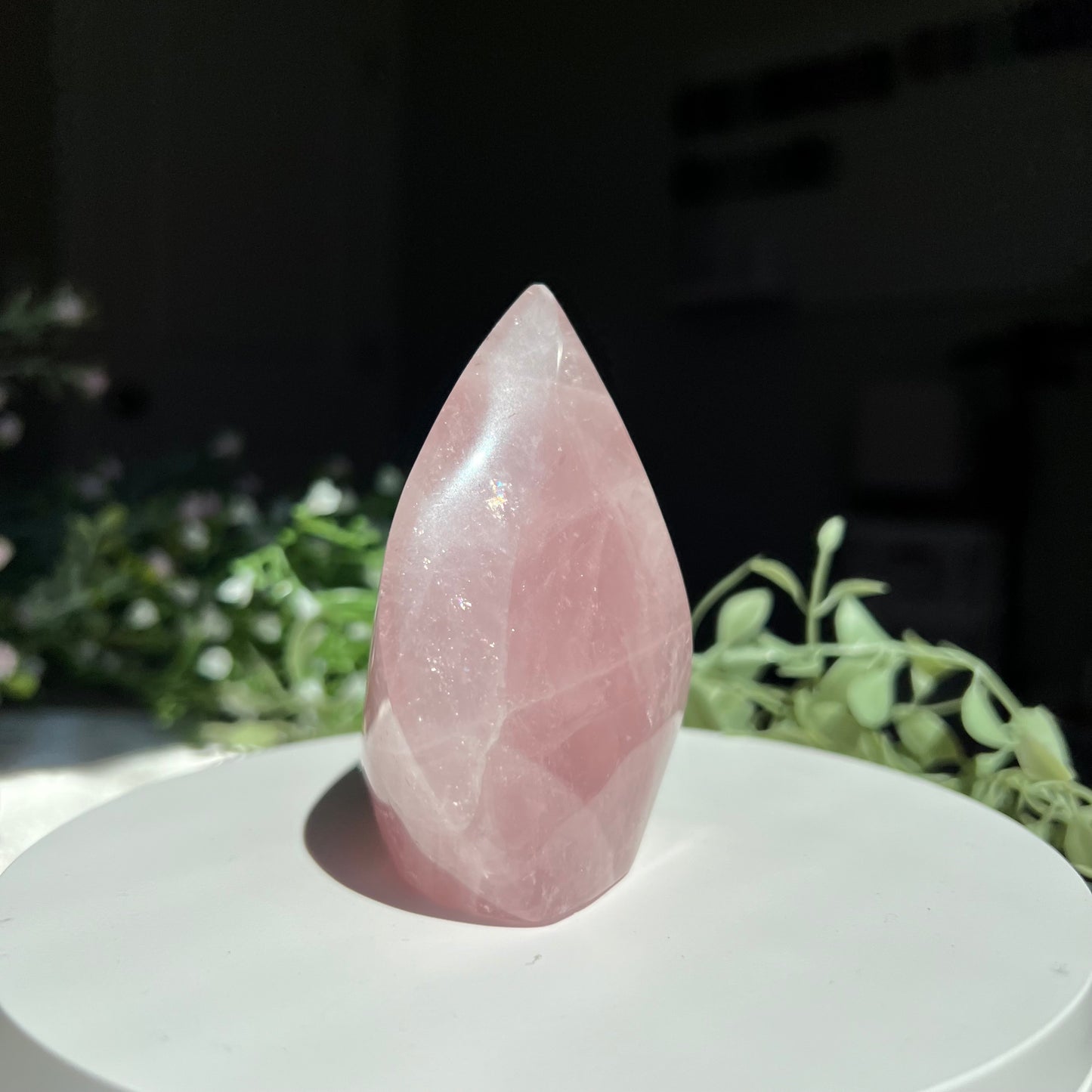 Rose Quartz Flame Carving