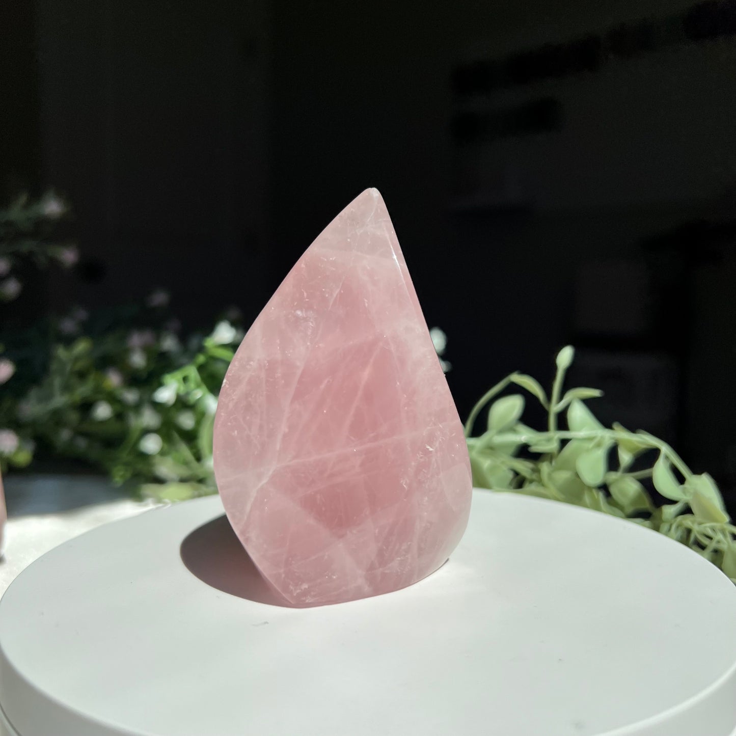 Rose Quartz Flame Carving