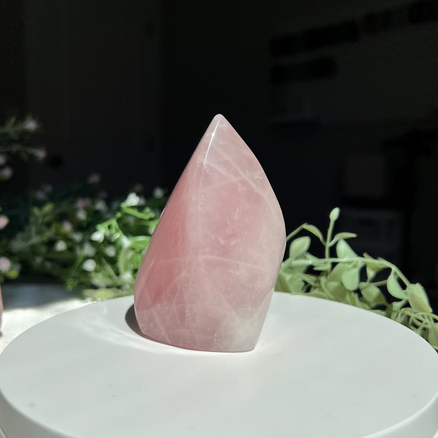 Rose Quartz Flame Carving