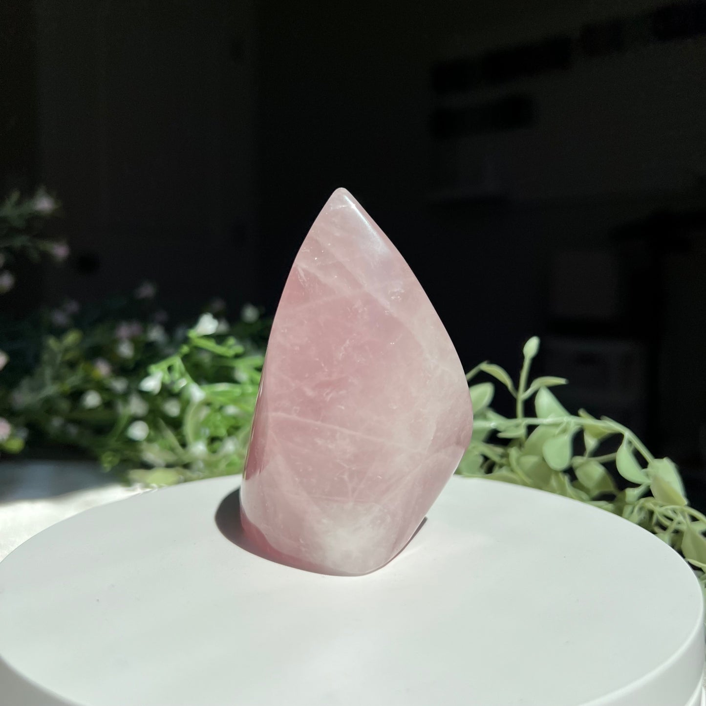 Rose Quartz Flame Carving