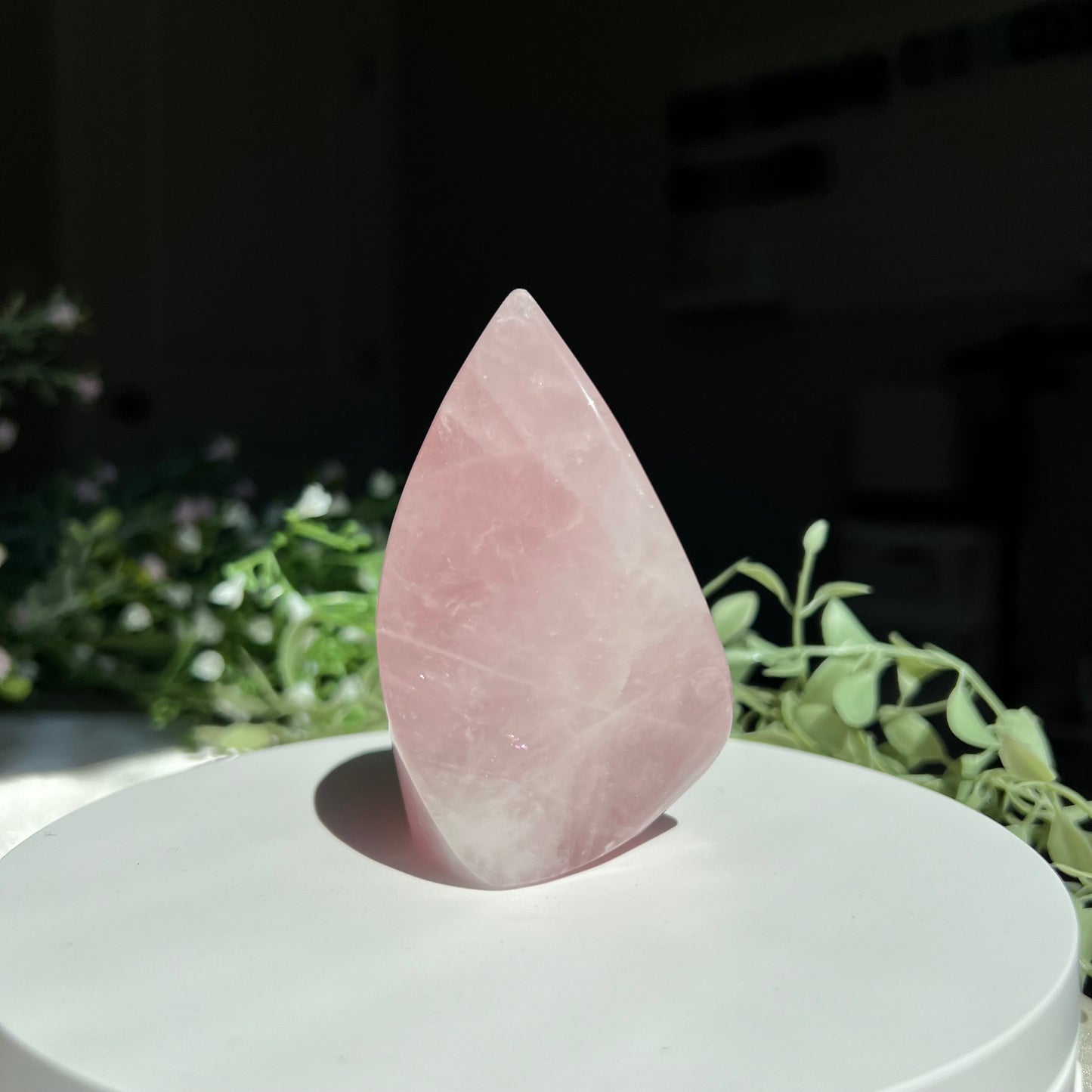 Rose Quartz Flame Carving