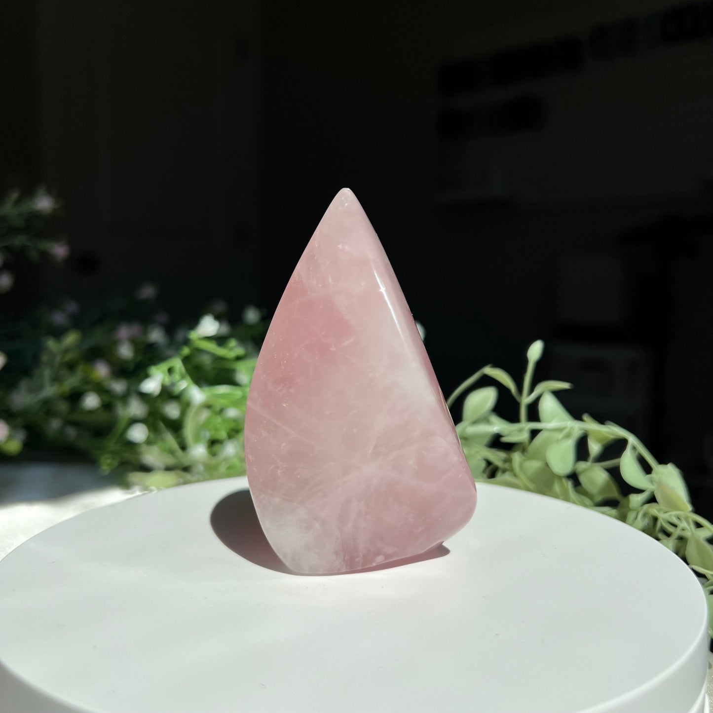 Rose Quartz Flame Carving