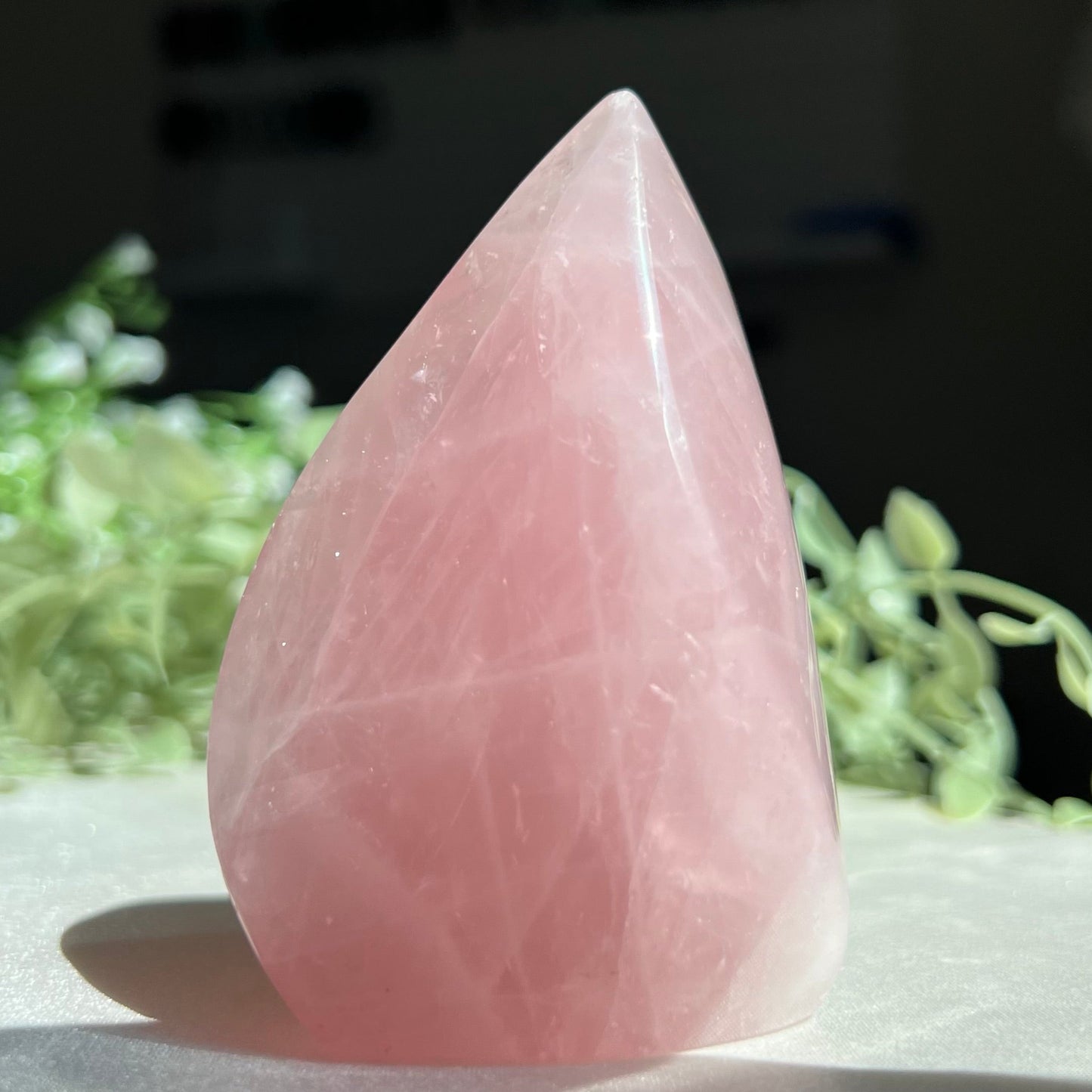 Rose Quartz Flame Carving