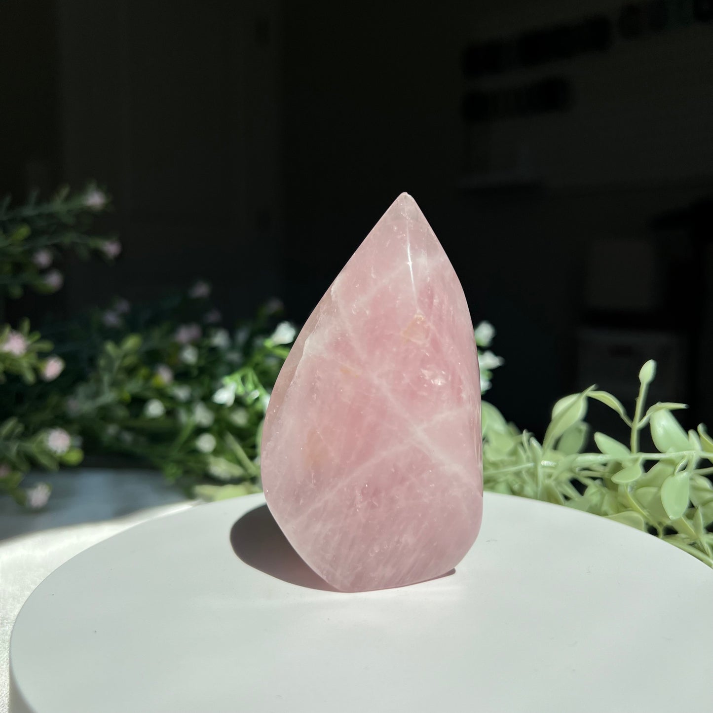 Rose Quartz Flame Carving