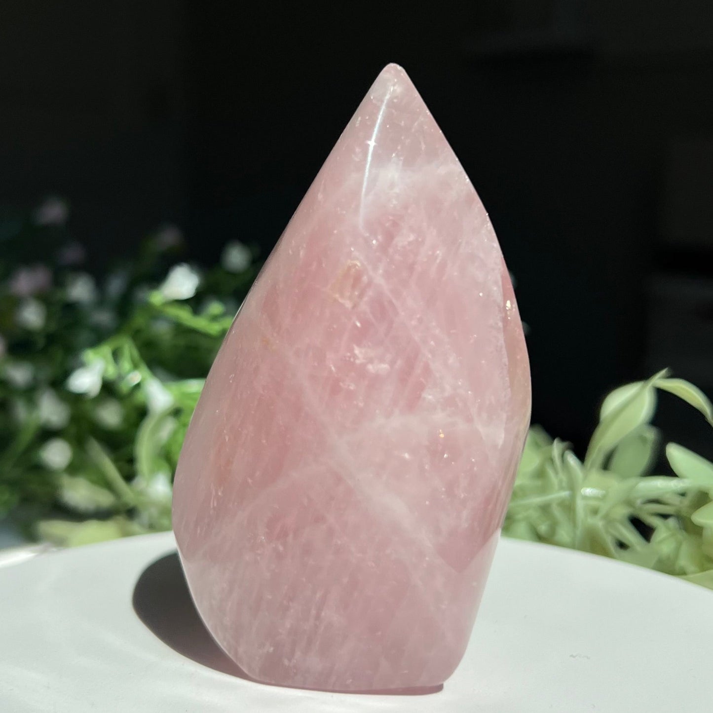 Rose Quartz Flame Carving