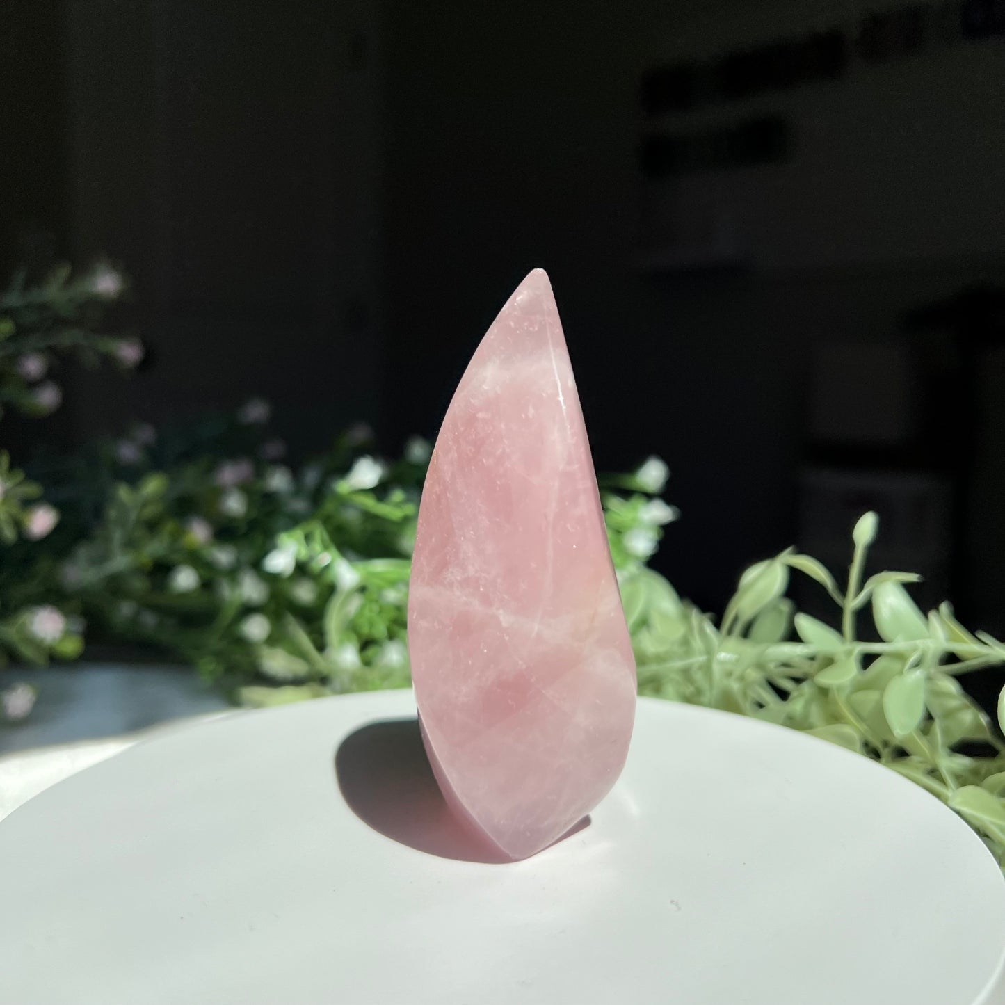 Rose Quartz Flame Carving