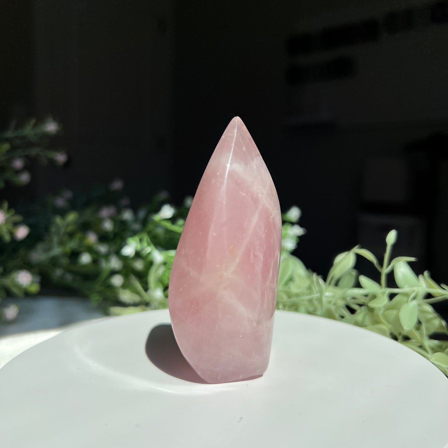 Rose Quartz Flame Carving