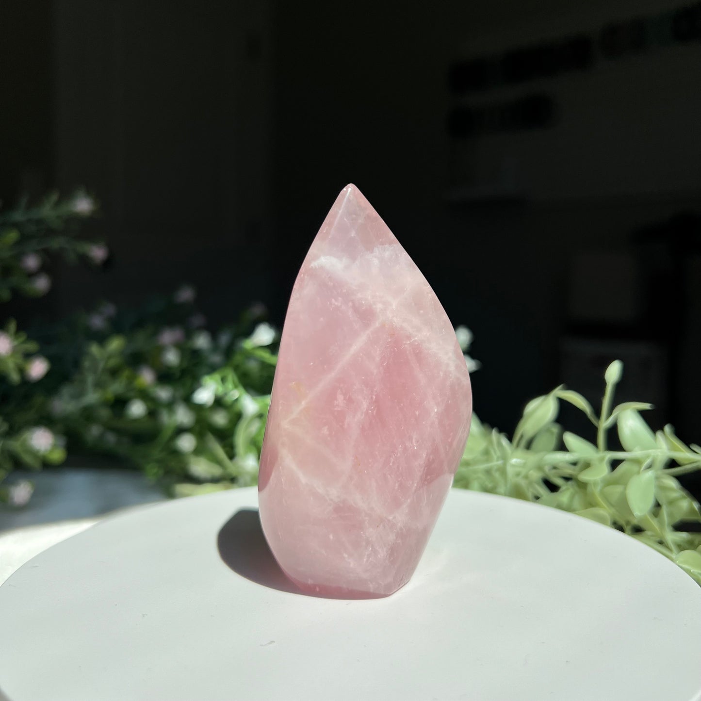 Rose Quartz Flame Carving