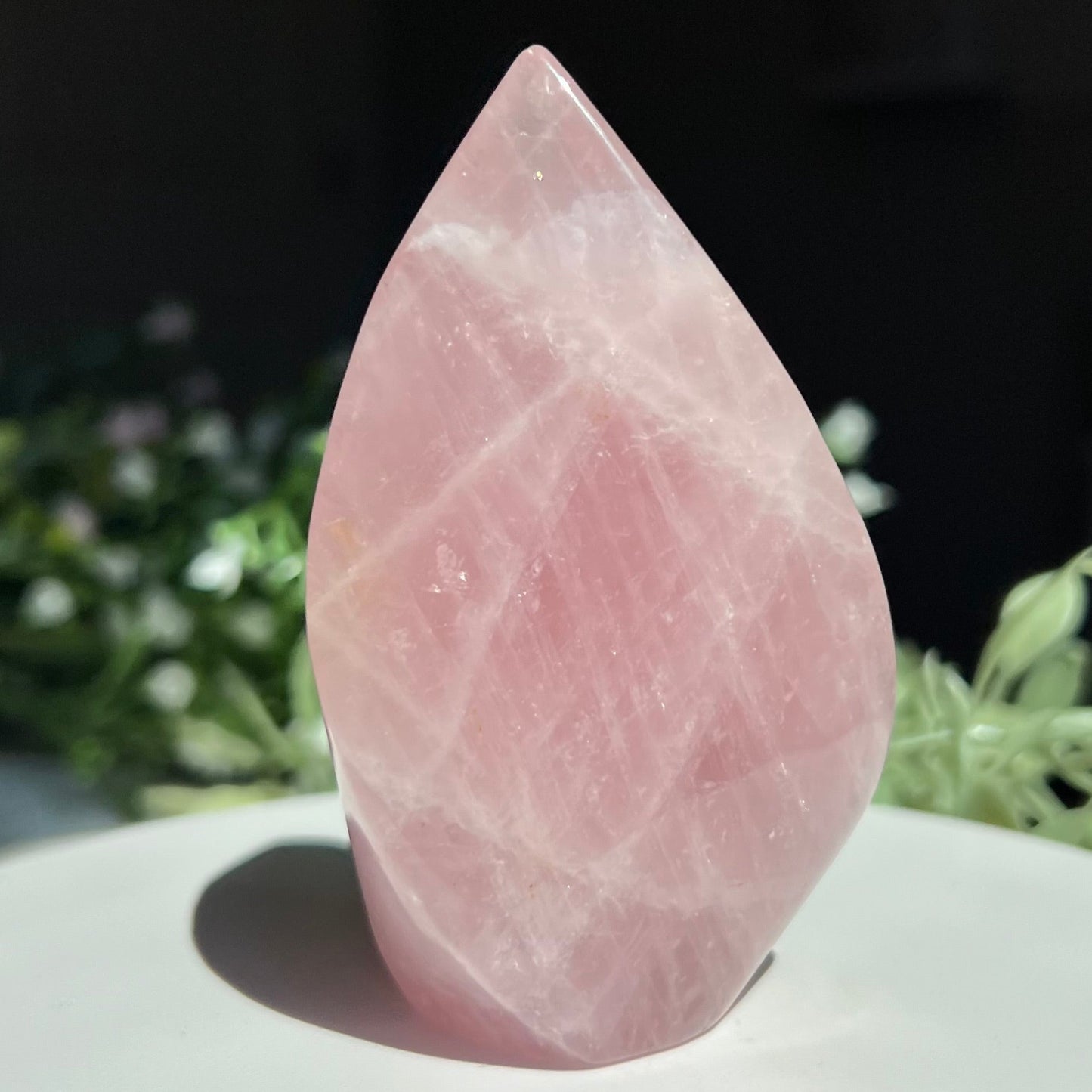 Rose Quartz Flame Carving