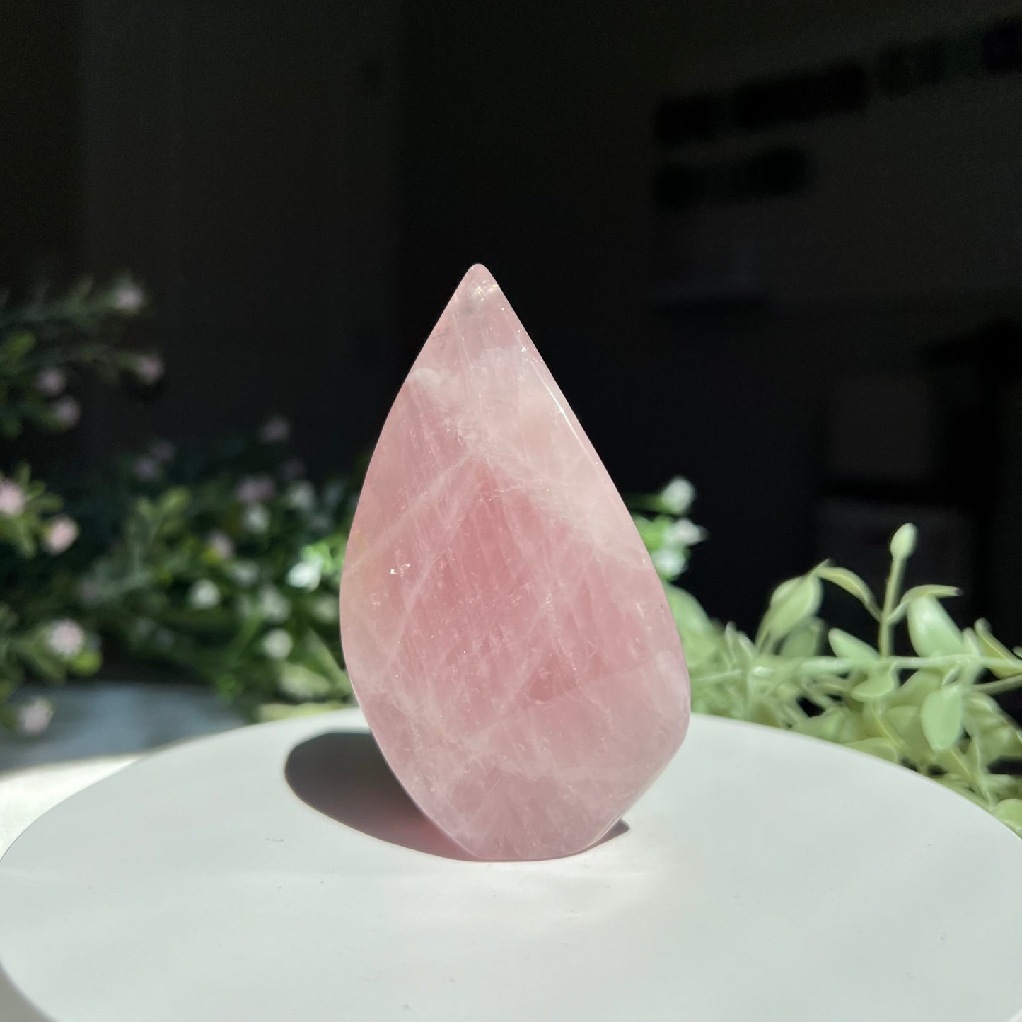 Rose Quartz Flame Carving