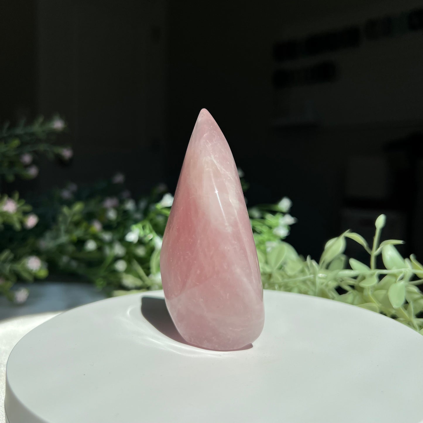 Rose Quartz Flame Carving