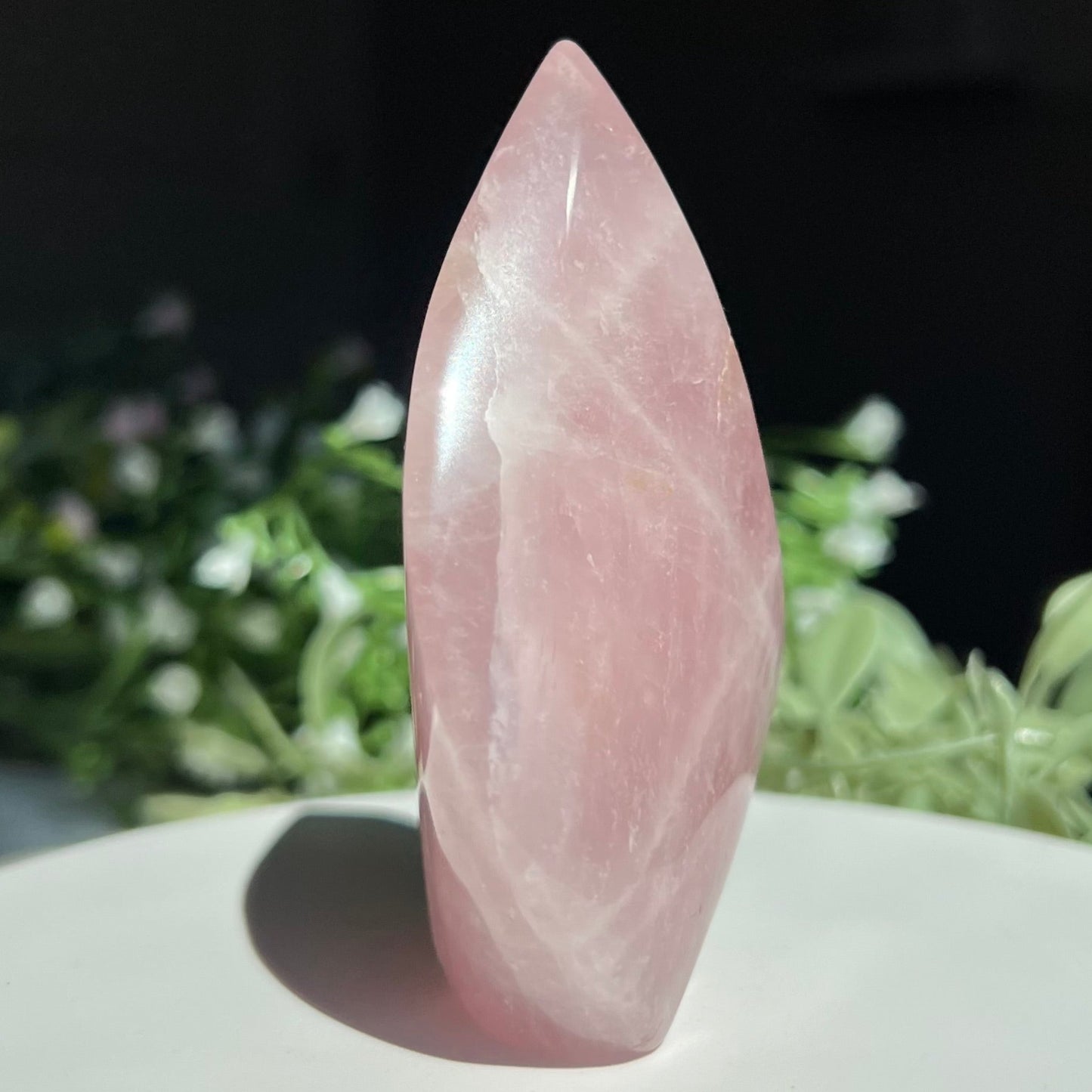 Rose Quartz Flame Carving