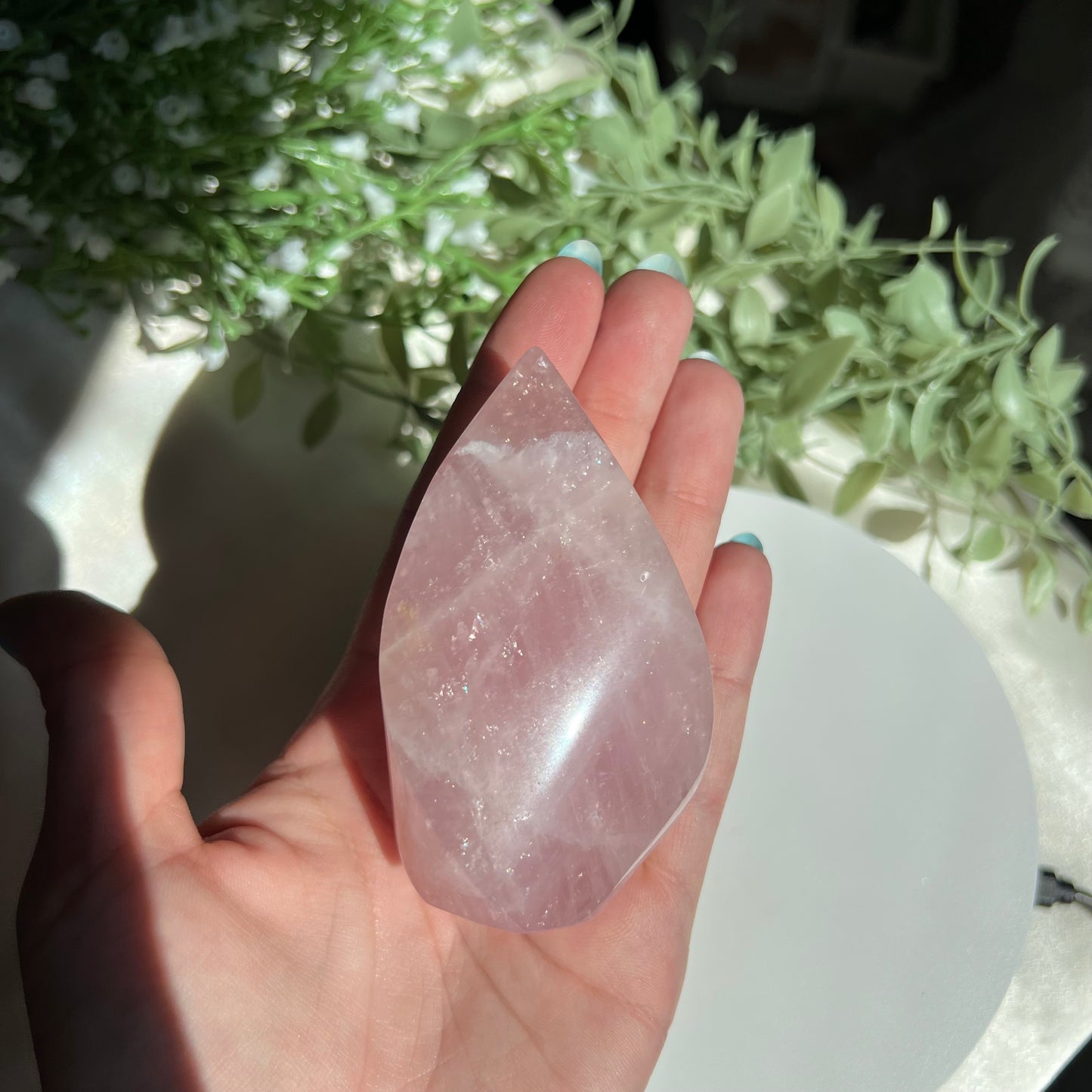 Rose Quartz Flame Carving