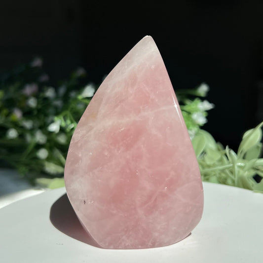 Rose Quartz Flame Carving