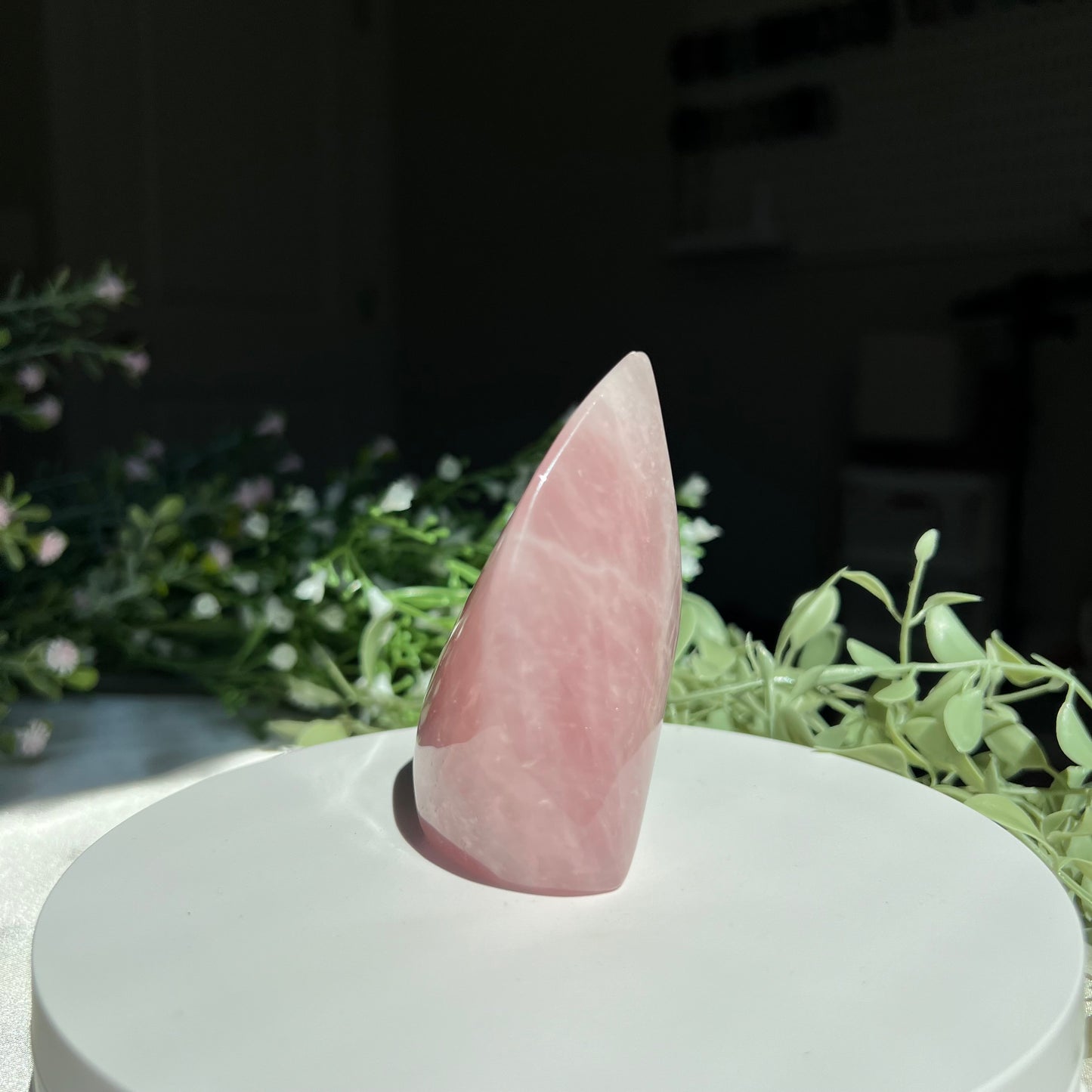 Rose Quartz Flame Carving