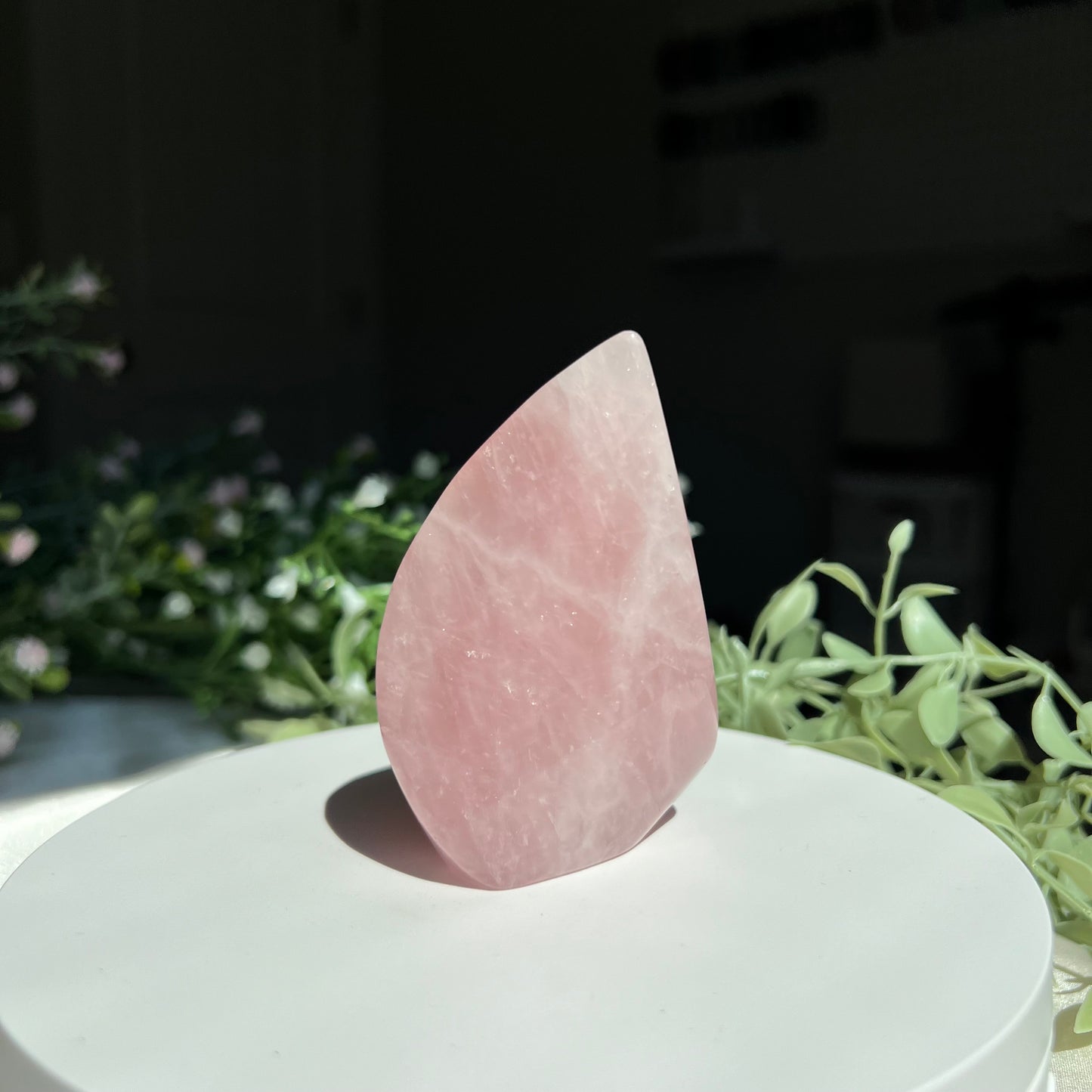 Rose Quartz Flame Carving