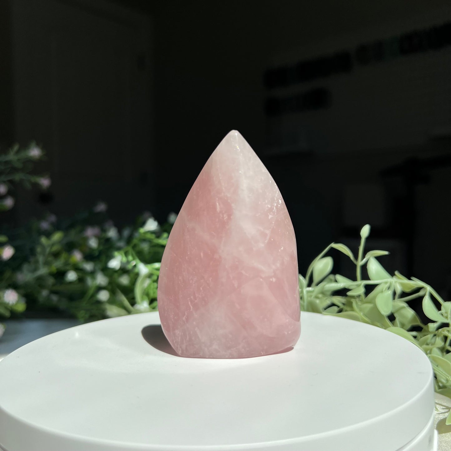 Rose Quartz Flame Carving