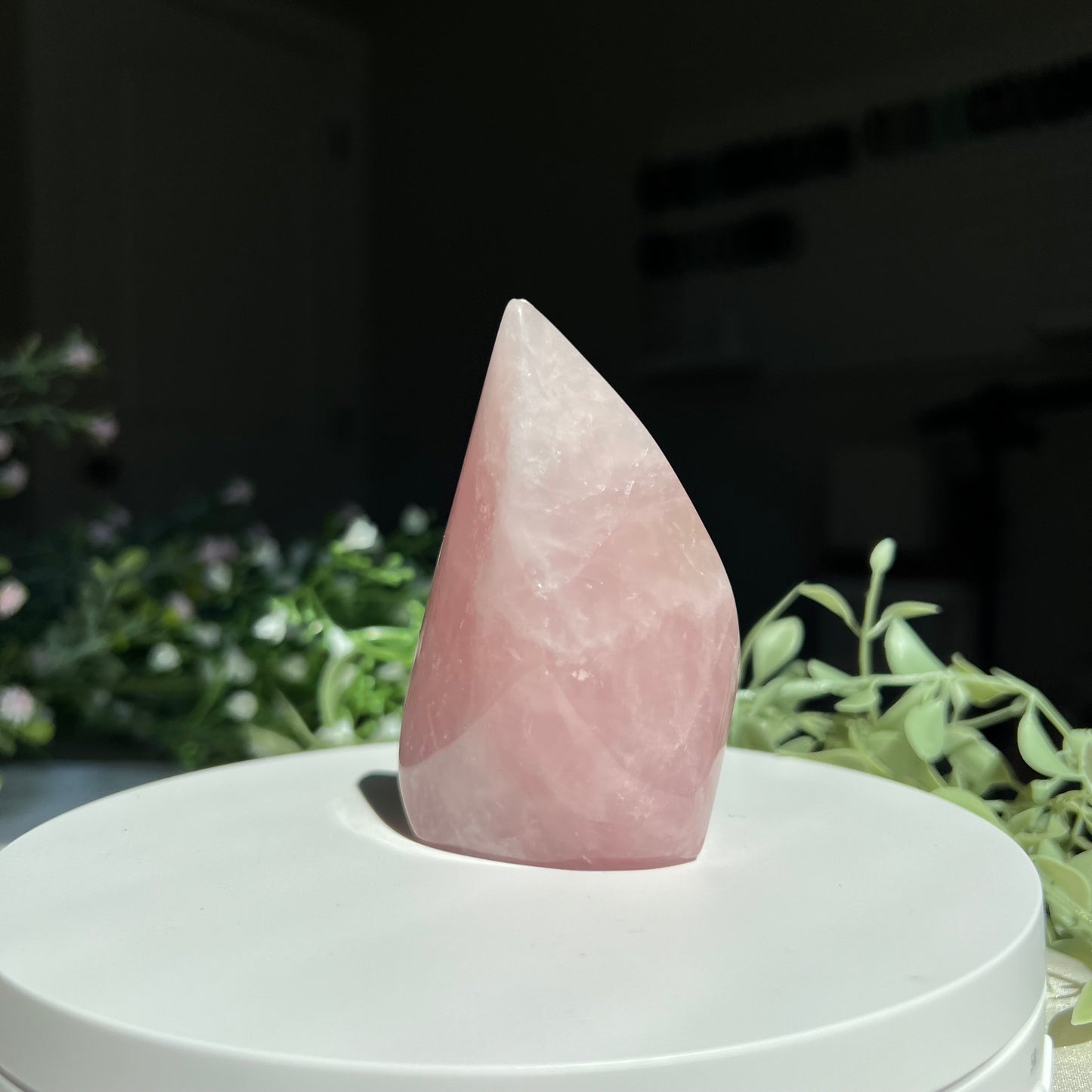 Rose Quartz Flame Carving