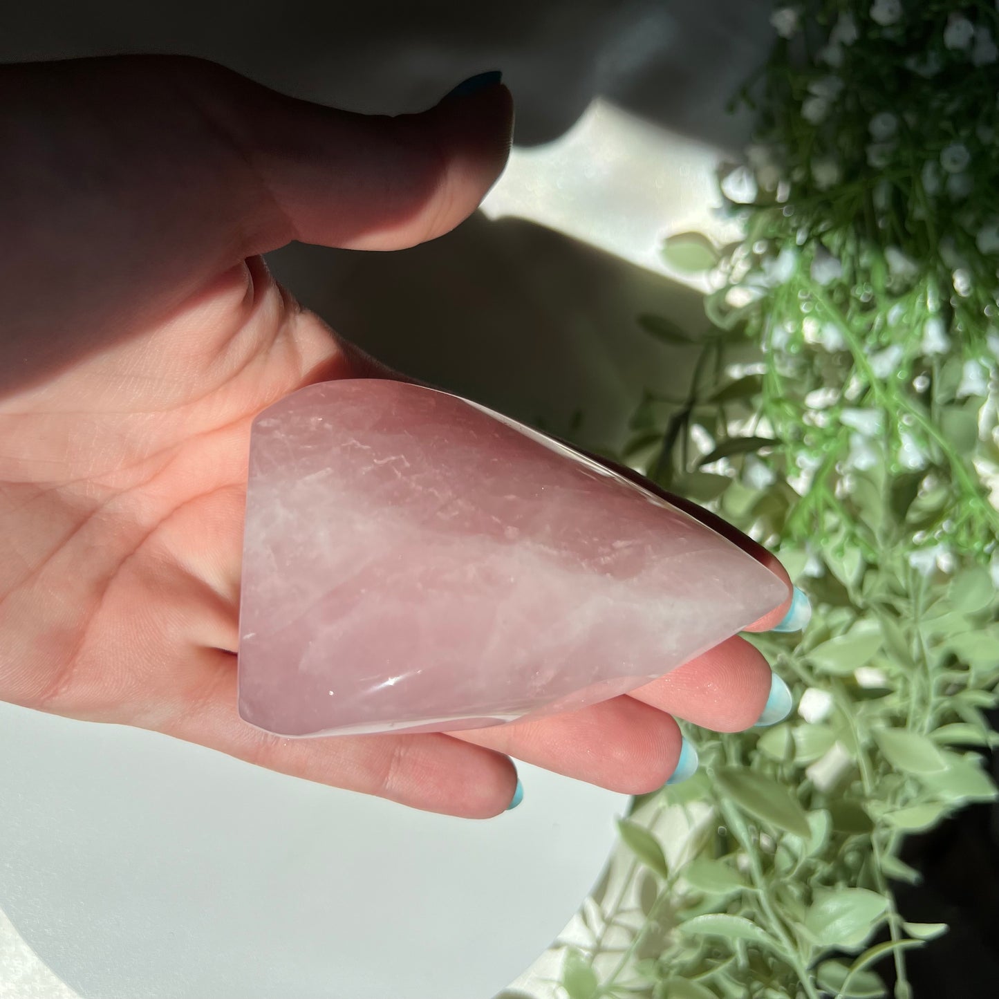 Rose Quartz Flame Carving