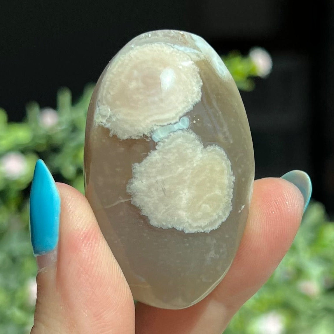 Green Flower Agate Palm Stone