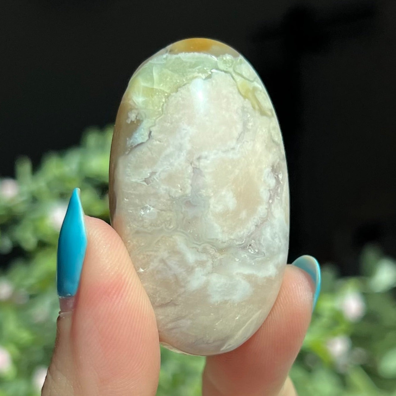 Green Flower Agate Palm Stone