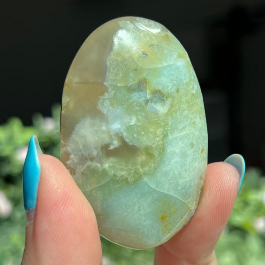 Green Flower Agate Palm Stone